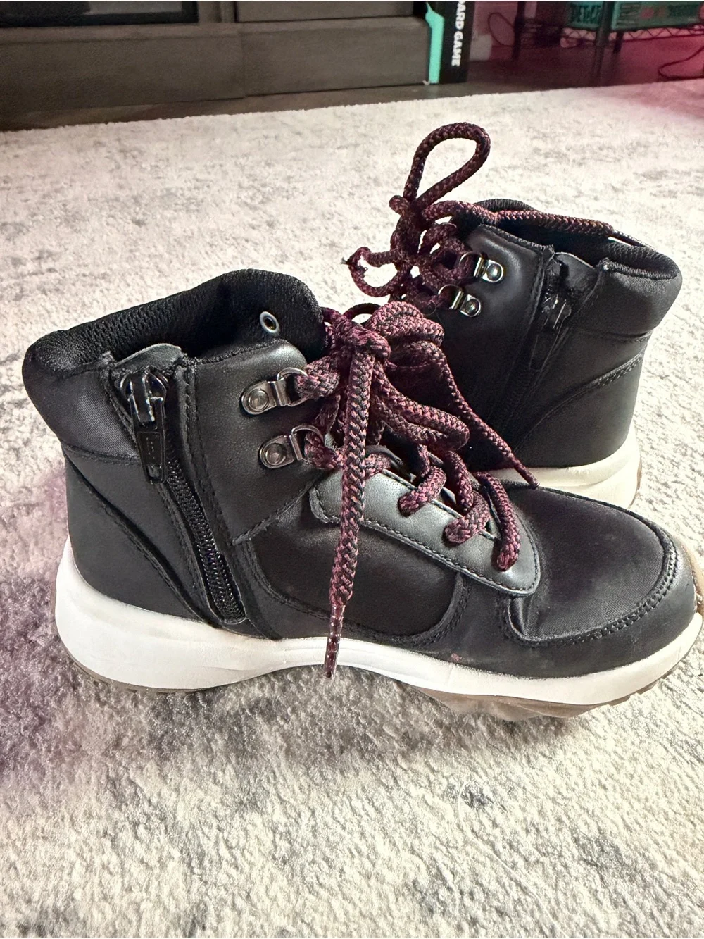 Art Class Kids Black High Top Sneakers Size 1 Side Zip